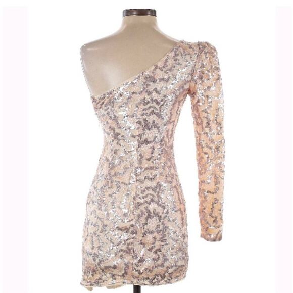 Michael Costello x Revolve Fabian Dress One Shoulder Sequence Small New Aa24 - Picture 9 of 12